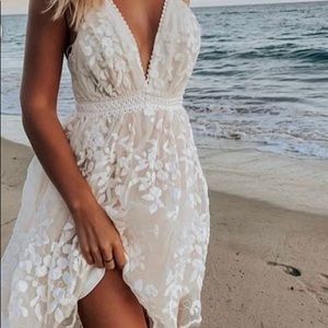 Boho Beach Hut - Sleeveless Lace Summer Mini Dress